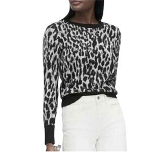 Banana Republic Leopard Print Wool-Alpaca Blend Crewneck Sweater- Small
